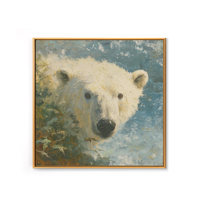 Polar Bear Crossing Blue Ice Canvas Print, Wildlife Art, Modern Wall Art, Living Room Decor, Oil Painting, Wild, Bird Wall Art, WIL-1x1-15