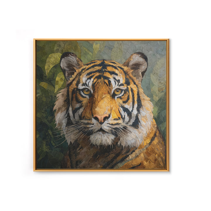 Tiger Portrait with Jungle Shadows Framed Canvas Print, Wildlife Art, Fine Art Print, Living Room Decor, Fine Art, Wild, WIL-1x1-53