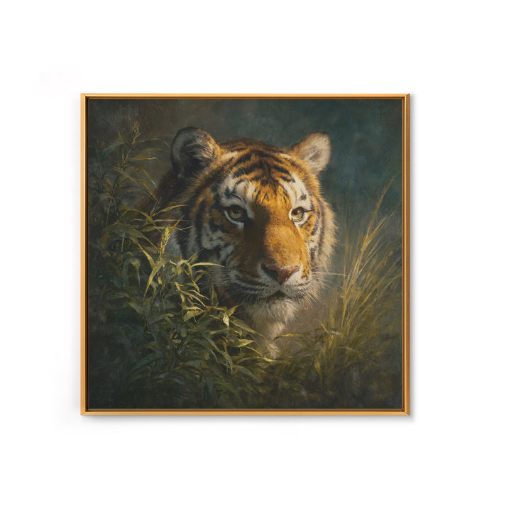 Tiger Portrait with Jungle Shadows Canvas Print, Wildlife Art, Room Decor, Living Room Decor, Fine Art, Wild, Large Wall Art, WIL-1x1-77