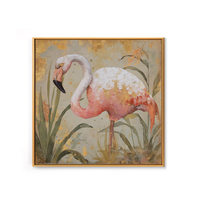 Flamingos in Pink Shallow Water Canvas Print, Wildlife Art, Unique Home Decor, Living Room Decor, Fine Art, Wild, WIL-1x1-94