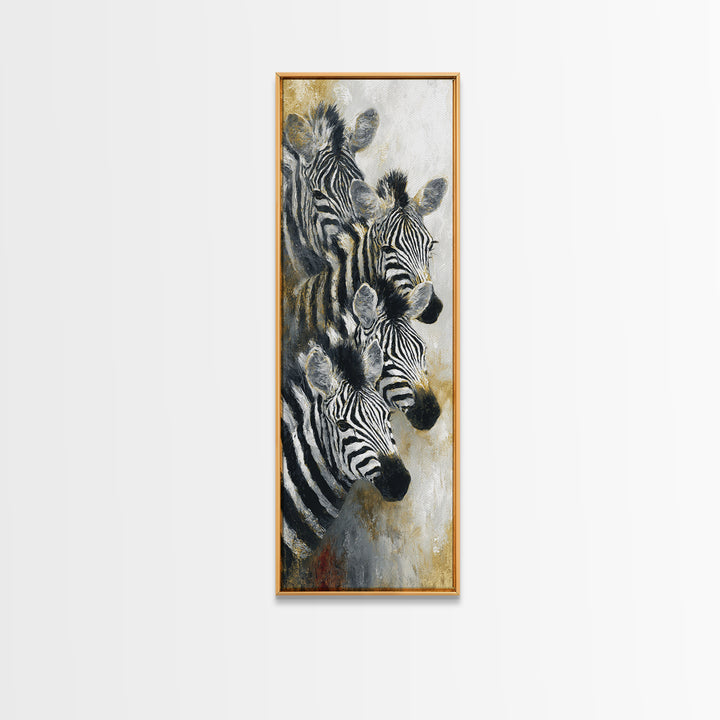 Zebra Herd in Graphic Black and White Canvas Print, Wildlife Art, Wall Decor, Living Room Decor, Wild, Living Room Wall Art, WIL-1x3-23