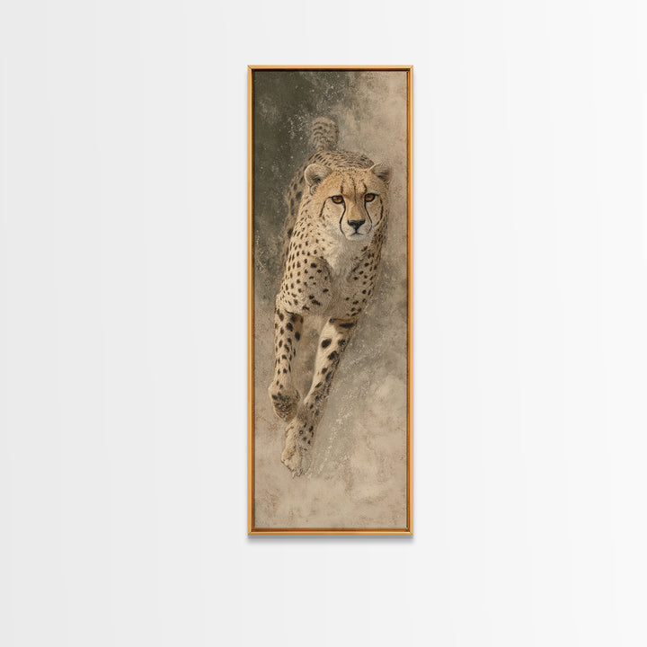 Cheetah Running Through Warm Dust Canvas Print, Wildlife Art, Fine Art Print, Living Room Decor, Abstract Art, Wild, Wall Decor, WIL-1x3-57