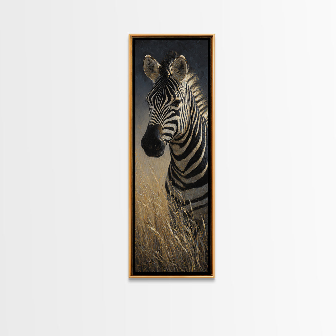 Zebra Herd in Graphic Black and White Framed Canvas Print, Wildlife Art, Landscape Art, Living Room Decor, Fine Art, Wild, WIL-1x3-71