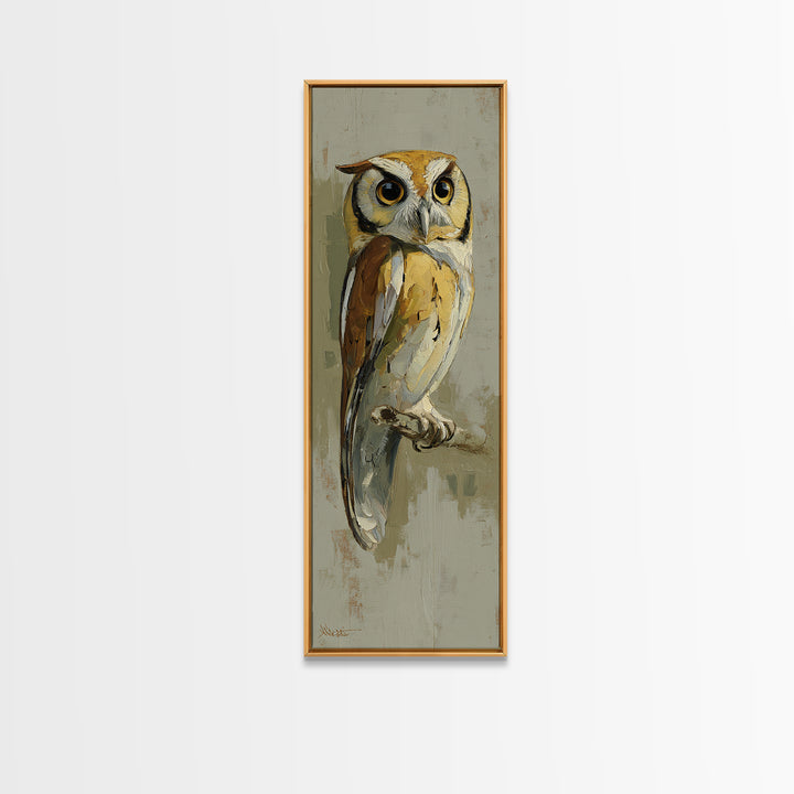 Owl Perched in Moonlit Woodland Canvas Print, Wildlife Art, Wall Art Print, Living Room Decor, Fine Art, Wild, Canvas Painting, WIL-1x3-72