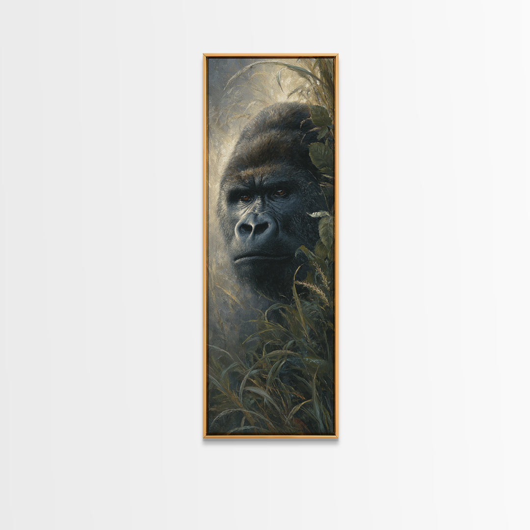 Gorilla Portrait with Powerful Gaze Canvas Print, Wildlife Art, Art Print, Living Room Decor, Fine Art, Wild, Digital Wall Art, WIL-1x3-77