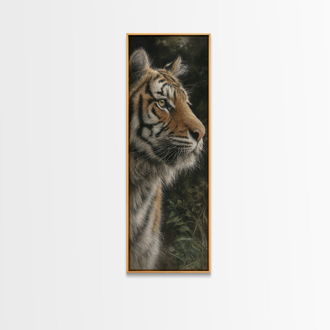 Tiger Portrait with Jungle Shadows Canvas Print, Wildlife Art, Landscape Art, Living Room Decor, Fine Art, Wild, Modern Decor, WIL-1x3-89