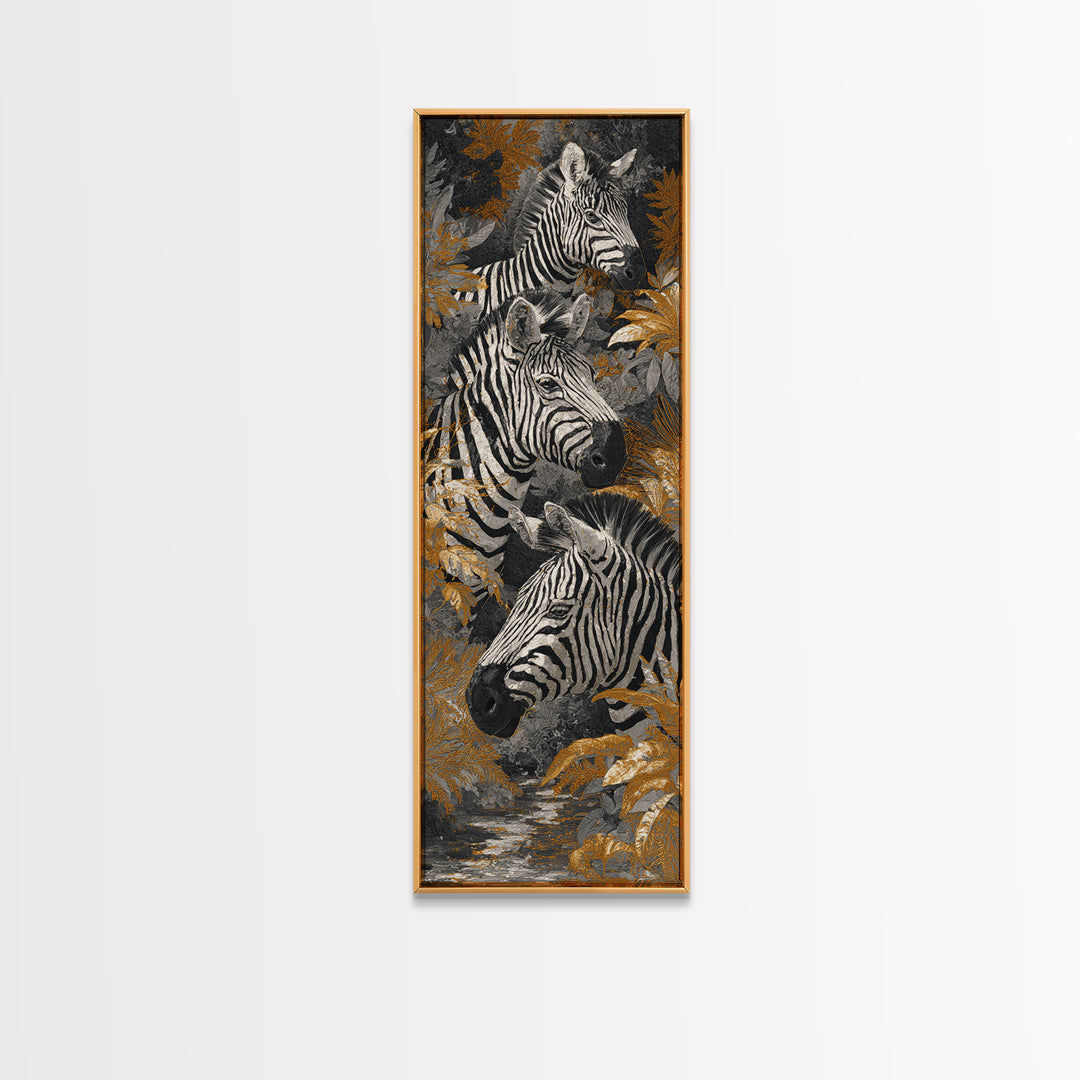 Zebra Herd in Graphic Black and White Canvas Print, Wildlife Art, Nature Wall Art, Living Room Decor, Fine Art, Wild, WIL-1x3-95