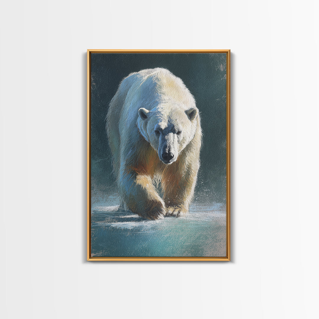 Polar Bear Crossing Blue Ice Canvas Print, Wildlife Art, Art Print, Living Room Decor, Fine Art, Wild, Digital Wall Art, WIL-2x3-23