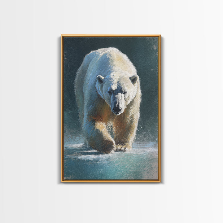 Polar Bear Crossing Blue Ice Canvas Print, Wildlife Art, Art Print, Living Room Decor, Fine Art, Wild, Digital Wall Art, WIL-2x3-23