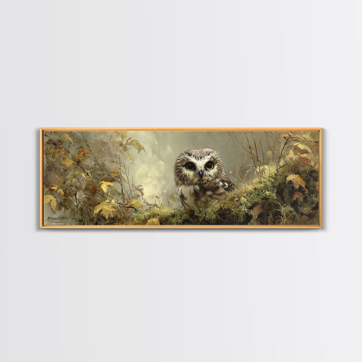 Owl Perched in Moonlit Woodland Canvas Print, Wildlife Art, Modern Decor, Living Room Decor, Abstract Art, Wild, Home Decor, WIL-3x1-100