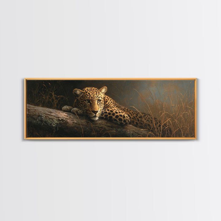 Leopard Resting on Tree Branch Canvas Print, Wildlife Art, Wall Art, Living Room Decor, Watercolor Art, Wild, Modern Wall Art, WIL-3x1-30