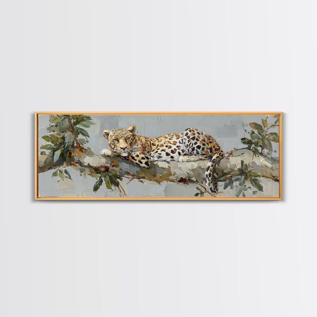 Leopard Resting on Tree Branch Canvas Print, Wildlife Art, Leopard Wall Art, Living Room Decor, Fine Art, Wild, Fine Art Print, WIL-3x1-6