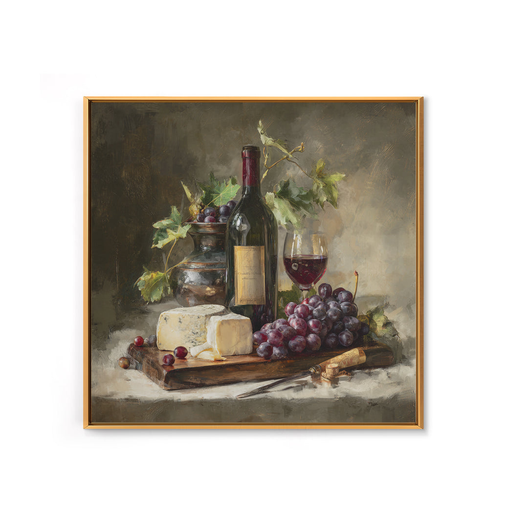 Charcuterie Board with Grapes and Cheese Canvas Print, Winery Art, Cocktail Wall Art, Winery Decor, Watercolor Art, Vineyard, WIN-1x1-13