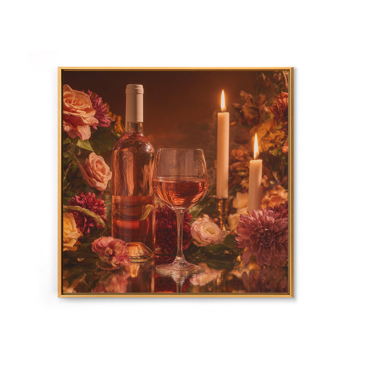 Ros Glass Beside Summer Flowers Canvas Print, Winery Art, Matisse Print, Winery Decor, Fine Art, Vineyard, Luxury Decor, WIN-1x1-14