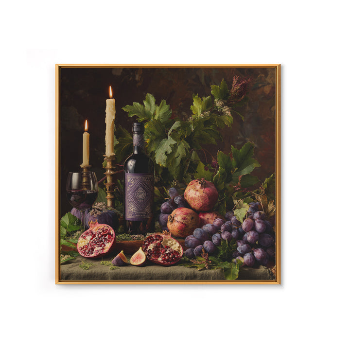 Pomegranate Figs and Red Wine Composition Canvas Print, Winery Art, Gallery Decor, Winery Decor, Fine Art, Vineyard, Wall Art, WIN-1x1-17