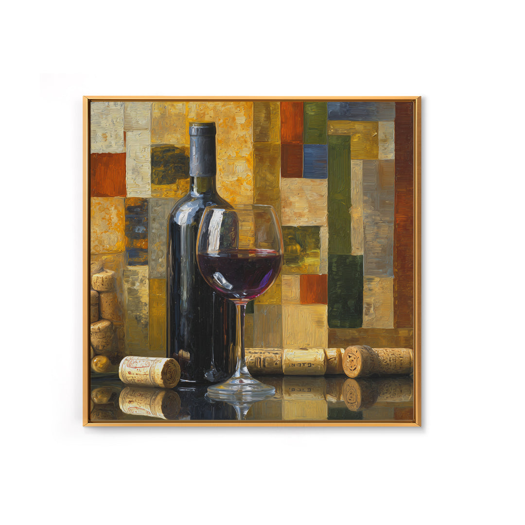 Corks Arranged as Geometric Pattern Canvas Print, Winery Art, Retro Wall Art, Winery Decor, Abstract Art, Vineyard, WIN-1x1-18