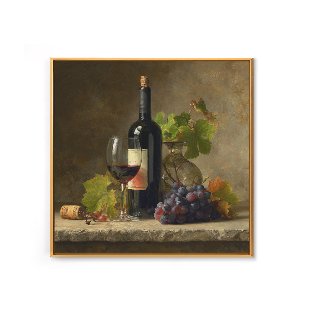 Wine Tasting Flight Rendered as Elegant Still Framed Canvas Print, Winery Art, Cocktail Wall Art, Winery Decor, Watercolor Art, WIN-1x1-34