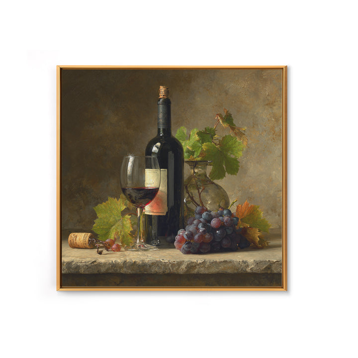 Wine Tasting Flight Rendered as Elegant Still Framed Canvas Print, Winery Art, Cocktail Wall Art, Winery Decor, Watercolor Art, WIN-1x1-34