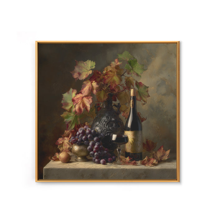 Vine Leaves Turning Autumn Red and Gold Canvas Print, Winery Art, Watercolor Painting, Winery Decor, Fine Art, Vineyard, WIN-1x1-35