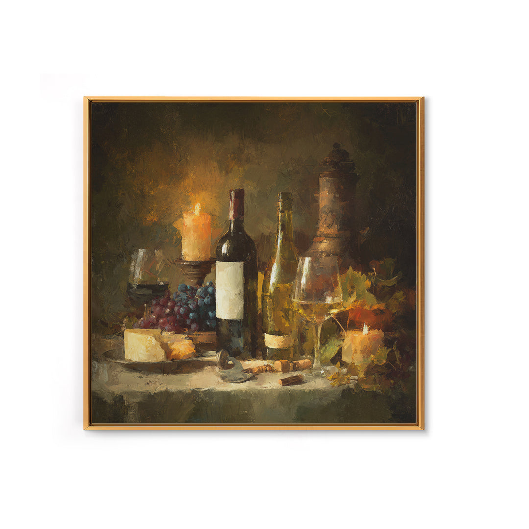 Old Cellar Key and Wine Label Shapes Canvas Print, Winery Art, Oil Painting, Winery Decor, Abstract Art, Vineyard, WIN-1x1-36