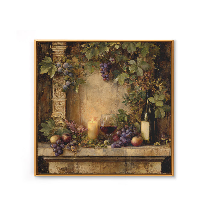 Vineyard Gate with Climbing Roses Framed Canvas Print, Winery Art, Retro Wall Art, Winery Decor, Vineyard, Modern Decor, WIN-1x1-39