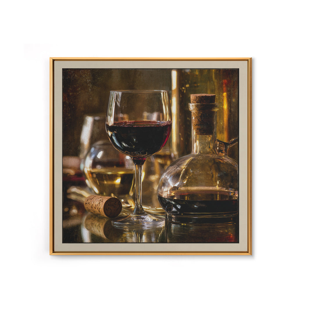 Black and Gold Wine Bottle Silhouette Framed Canvas Print, Winery Art, Room Decor, Winery Decor, Fine Art, Vineyard, WIN-1x1-40