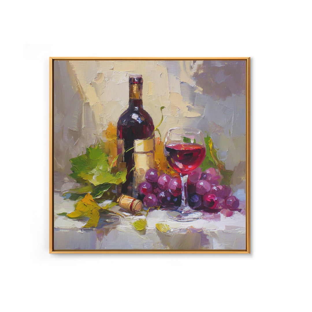 Burgundy Abstract with Gold Accents Framed Canvas Print, Winery Art, Living Room Decor, Winery Decor, Fine Art, Vineyard, WIN-1x1-47