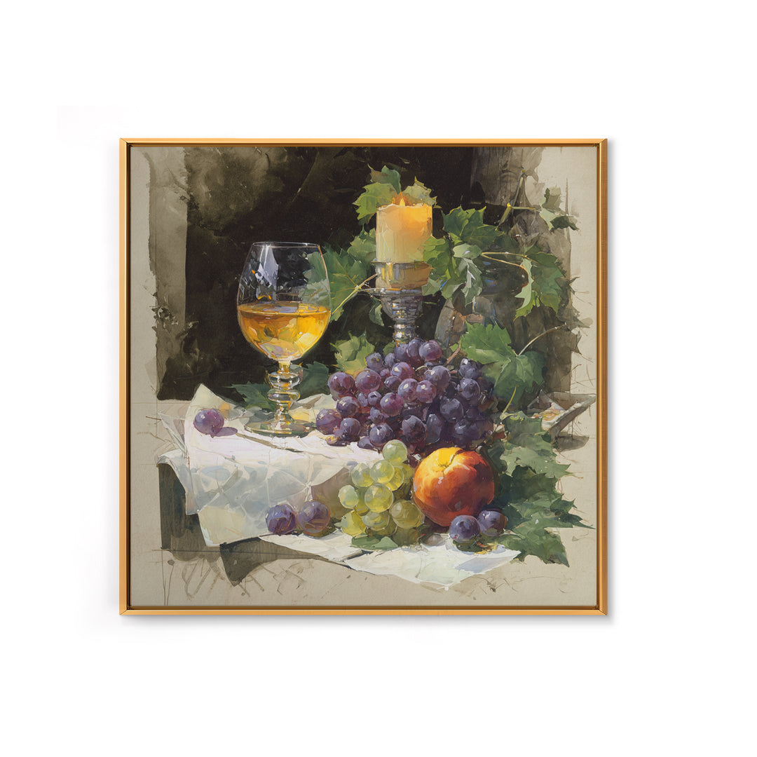 Champagne Grapes and White Linen Still Life Canvas Print, Winery Art, Fine Art Print, Winery Decor, Abstract Art, Vineyard, WIN-1x1-5