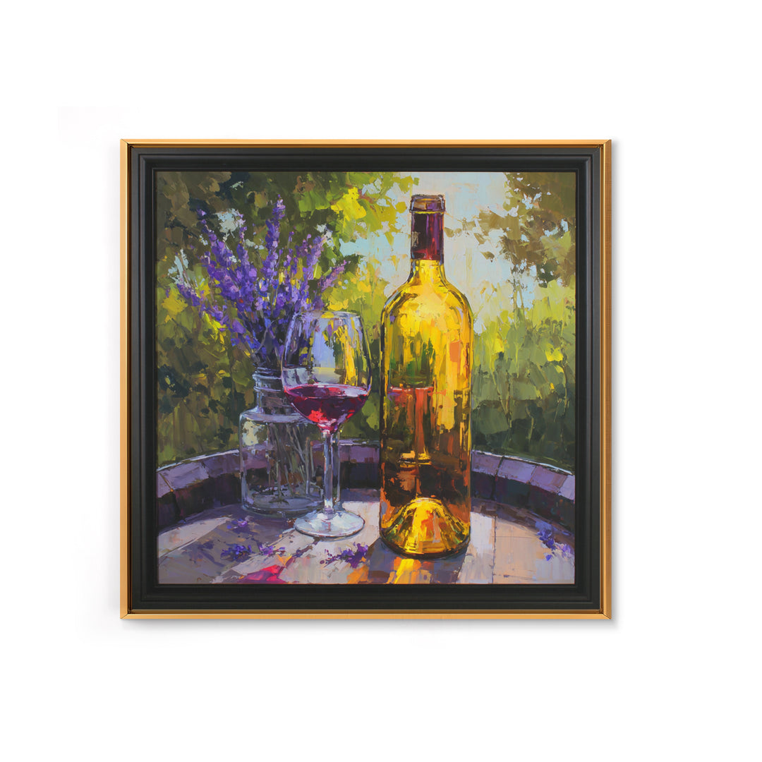 Wine Barrel with Lavender and Sunlight Canvas Print, Winery Art, Travel Poster, Winery Decor, Oil Painting, Vineyard, WIN-1x1-54