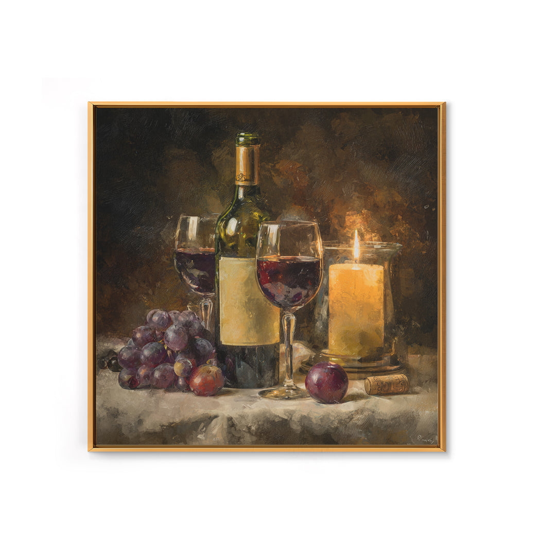 Wine Tasting Flight Rendered as Elegant Still Framed Canvas Print, Winery Art, Cocktail Wall Art, Winery Decor, Watercolor Art, WIN-1x1-58