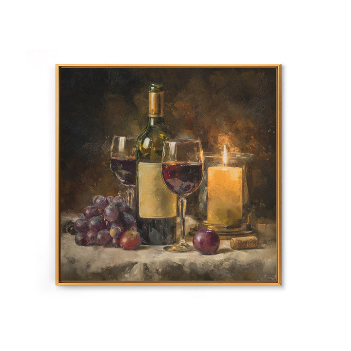 Wine Tasting Flight Rendered as Elegant Still Framed Canvas Print, Winery Art, Cocktail Wall Art, Winery Decor, Watercolor Art, WIN-1x1-58