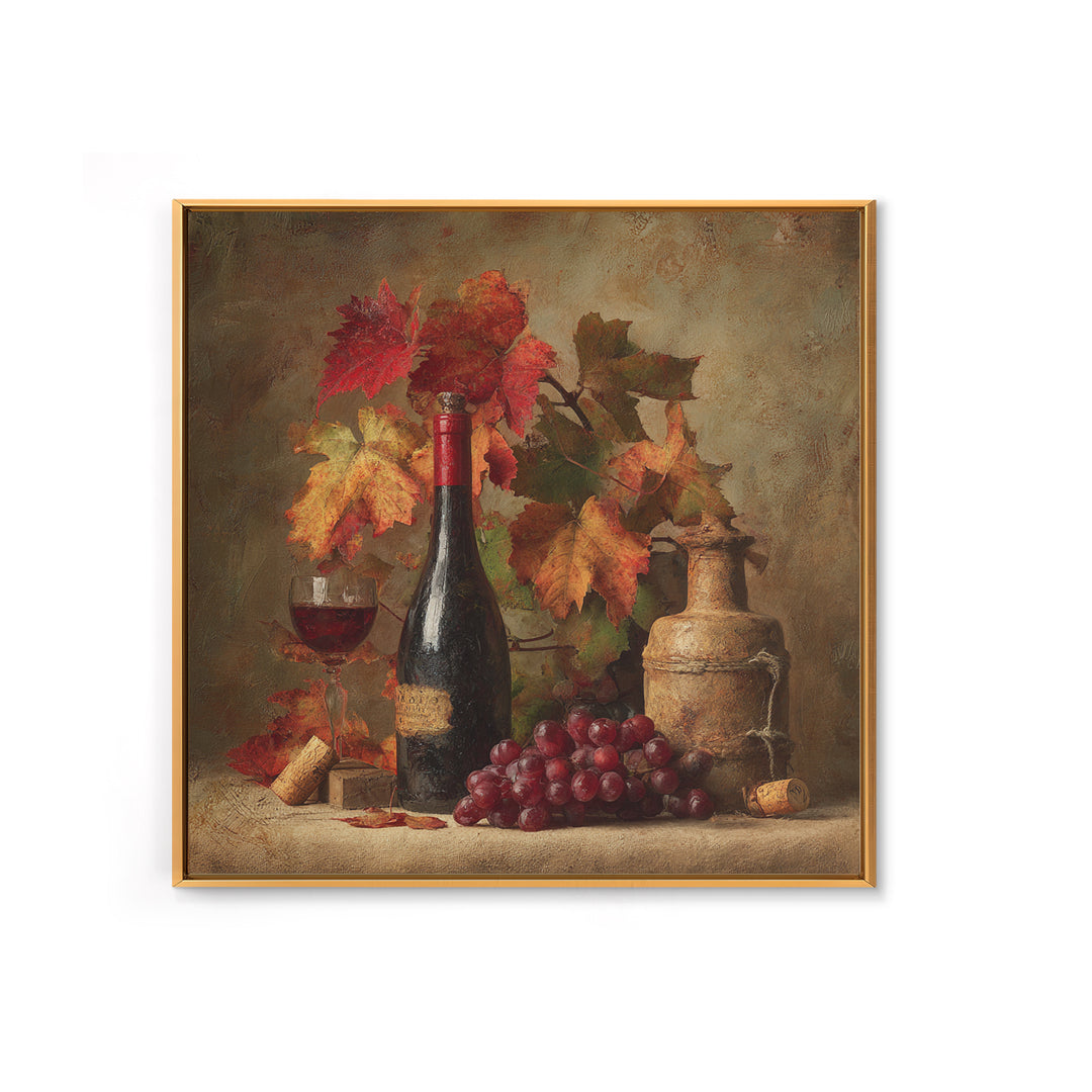 Vine Leaves Turning Autumn Red and Gold Canvas Print, Winery Art, Gallery Decor, Winery Decor, Fine Art, Vineyard, Wall Art, WIN-1x1-59