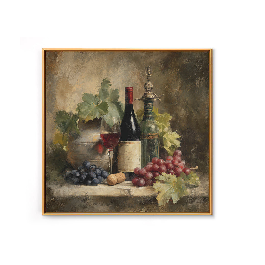 Old Cellar Key and Wine Label Shapes Canvas Print, Winery Art, Retro Wall Art, Winery Decor, Abstract Art, Vineyard, WIN-1x1-60