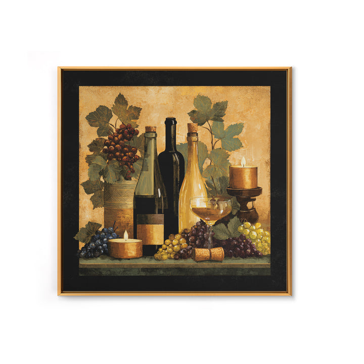 Black and Gold Wine Bottle Silhouette Framed Canvas Print, Winery Art, Wall Art Print, Winery Decor, Fine Art, Vineyard, WIN-1x1-64