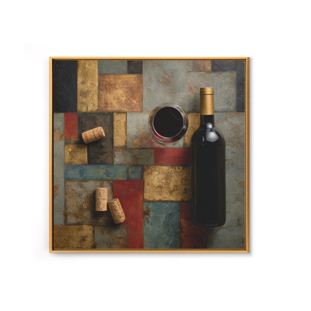 Corks Arranged as Geometric Pattern Framed Canvas Print, Winery Art, Landscape Art, Winery Decor, Fine Art, Vineyard, WIN-1x1-66