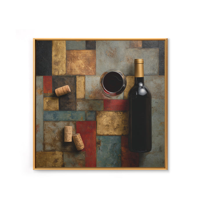 Corks Arranged as Geometric Pattern Framed Canvas Print, Winery Art, Landscape Art, Winery Decor, Fine Art, Vineyard, WIN-1x1-66