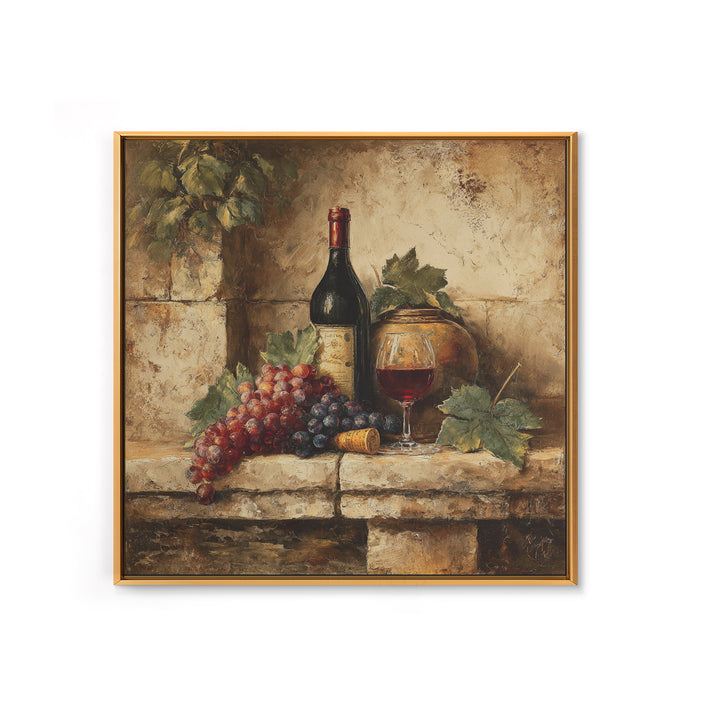 Italian Villa Vineyard Landscape Framed Canvas Print, Winery Art, Preppy Wall Art, Winery Decor, Oil Painting, Vineyard, WIN-1x1-68