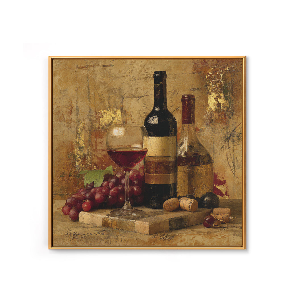 Burgundy Abstract with Gold Accents Framed Canvas Print, Winery Art, Living Room Art, Winery Decor, Abstract Art, Vineyard, WIN-1x1-71