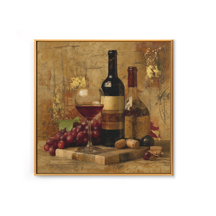 Burgundy Abstract with Gold Accents Framed Canvas Print, Winery Art, Living Room Art, Winery Decor, Abstract Art, Vineyard, WIN-1x1-71