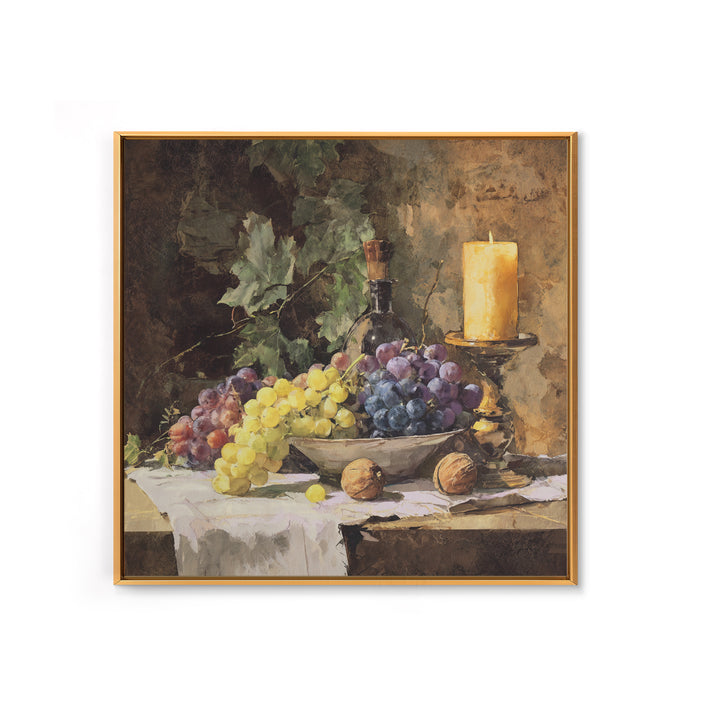 Champagne Grapes and White Linen Still Life Canvas Print, Winery Art, Art, Winery Decor, Fine Art, Vineyard, Farmhouse Decor, WIN-1x1-77
