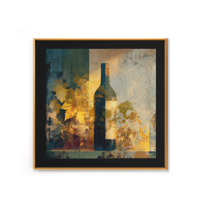 Black and Gold Wine Bottle Silhouette Framed Canvas Print, Winery Art, Minimalist Decor, Winery Decor, Fine Art, Vineyard, WIN-1x1-88