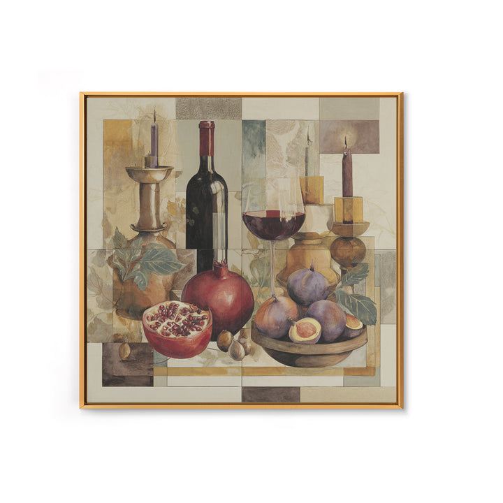 Pomegranate Figs and Red Wine Composition Canvas Print, Winery Art, Contemporary Art, Winery Decor, Fine Art, Vineyard, WIN-1x1-89