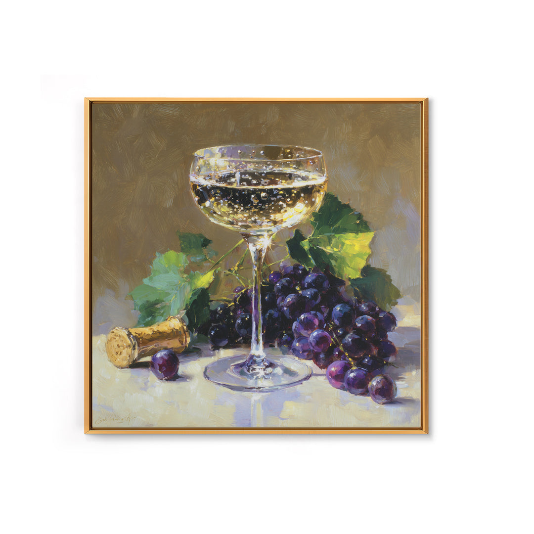 Champagne Coupe with Bubbles and Light Canvas Print, Winery Art, Room Decor, Winery Decor, Fine Art, Vineyard, WIN-1x1-91