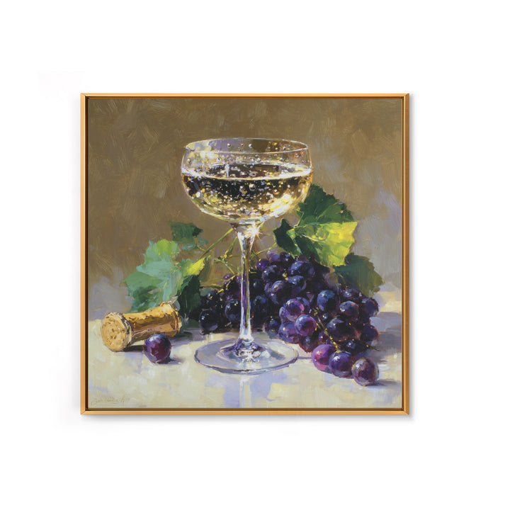 Champagne Coupe with Bubbles and Light Canvas Print, Winery Art, Room Decor, Winery Decor, Fine Art, Vineyard, WIN-1x1-91