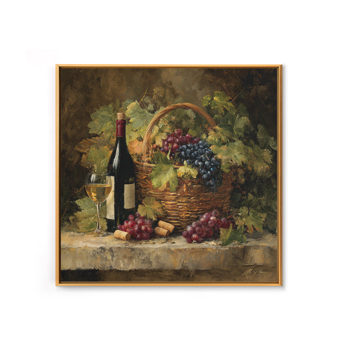 Wine Harvest Basket Canvas Print, Winery Art, Modern Decor, Winery Decor, Fine Art, Vineyard, Wall Decor, Painting, Art Print, WIN-1x1-94