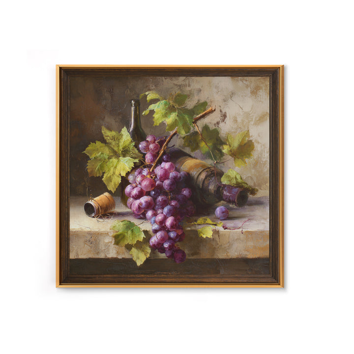 Grapevine Branch with Purple Grapes and Leaves Canvas Print, Winery Art, Art Print, Winery Decor, Fine Art, Vineyard, WIN-1x1-97