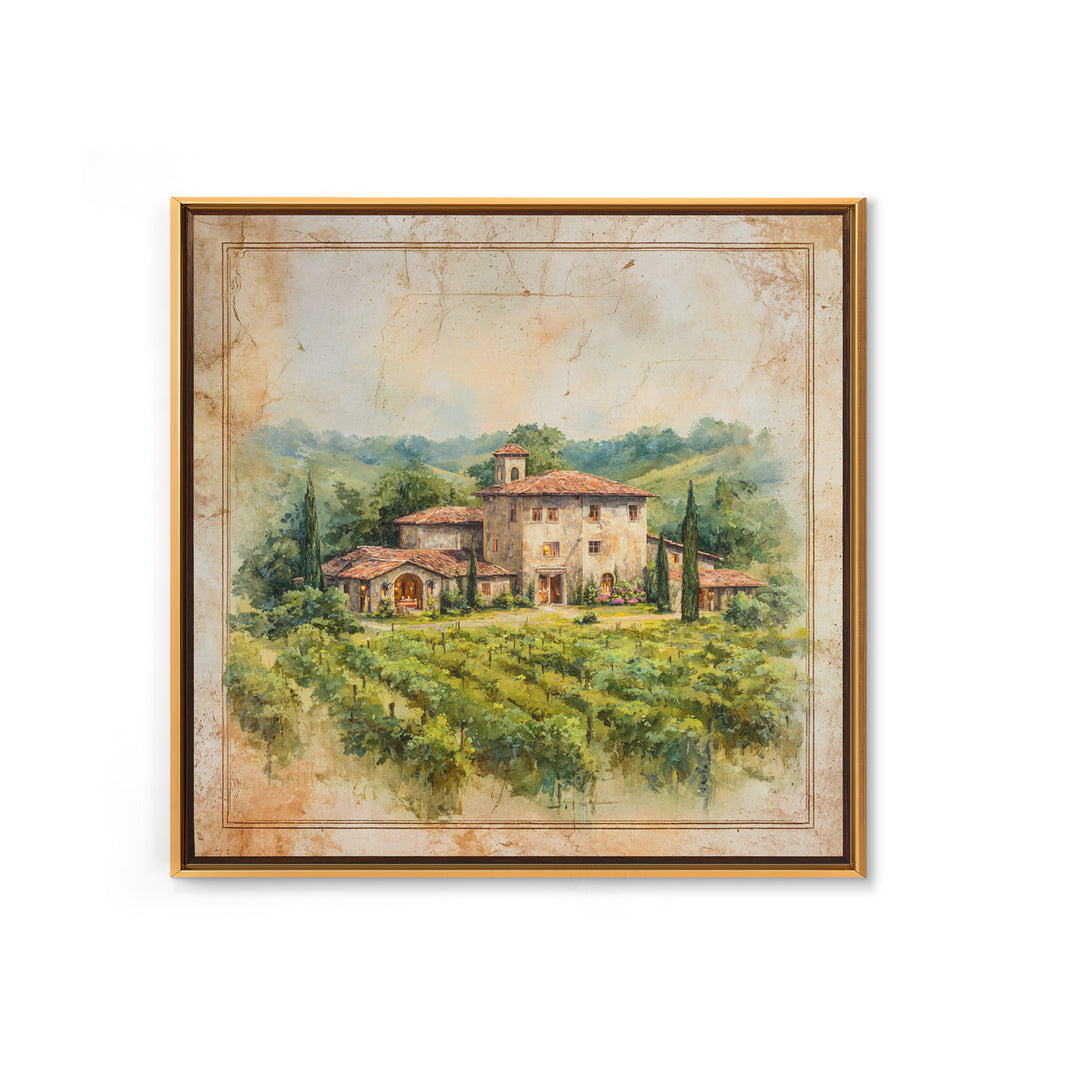 Tuscan Vineyard at Golden Hour Canvas Print, Winery Art, Wall Decor, Winery Decor, Vineyard, Kitchen Art, Living Room Decor, WIN-1x1-99