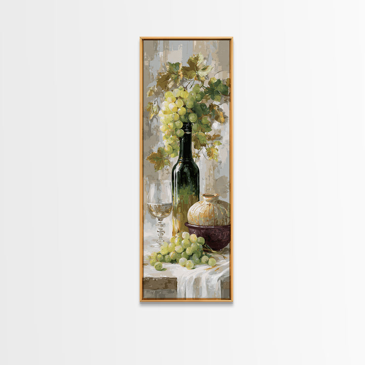 Champagne Grapes and White Linen Still Life Canvas Print, Winery Art, Art, Winery Decor, Fine Art, Vineyard, Farmhouse Decor, WIN-1x3-17
