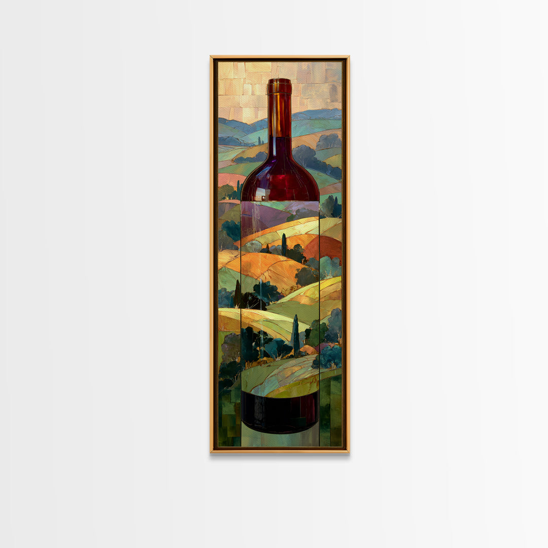 French Vineyard Hills Framed Canvas Print, Winery Art, Art, Winery Decor, Fine Art, Vineyard, Farmhouse Decor, Kitchen Art, WIN-1x3-20