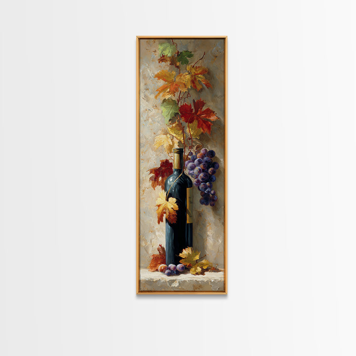 Vine Leaves Turning Autumn Red and Gold Canvas Print, Winery Art, Framed Art, Winery Decor, Fine Art, Vineyard, Landscape Art, WIN-1x3-23